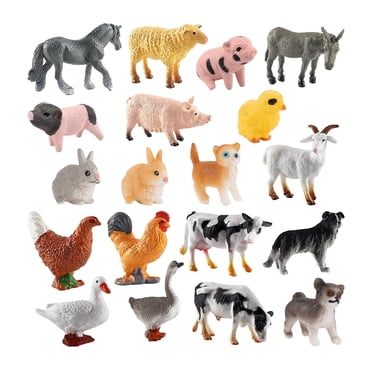Ensemble de 19 Pcs de Modèles d'Animaux de Ferme Figurines d'Animaux de Simulation Artisanat Animaux Réalistes Ensemble de Jeu pour Enfants Jouets Éducatifs Décoration de Gâteau Ornement