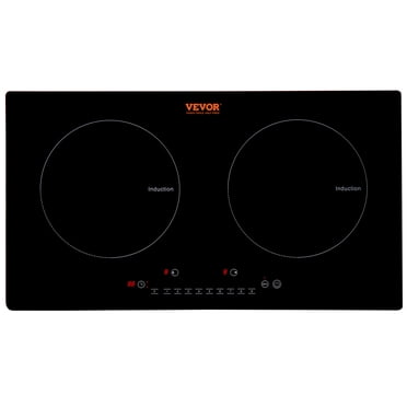VEVOR Electric Cooktop, 2 Burners, 24'' Induction Stove Top, Built-in Magnetic Cooktop 1800W, 9 Heating Level Multifunctional Burner, LED Touch Screen w/ Child Lock & Over-Temperature Protection