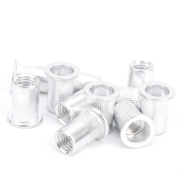 Riveting Nuts Flat Head Riveting Nuts Aluminum Galvanized 100Pcs Pull Riveting Nuts Aluminum Flat Head Vertical Hardware Accessories Wj-30045