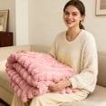 thumbnail image 2 of Thickened Rabbit Plu Sh Nap Blanket Bunny Blanket For Adults Soft Warm Fuzzy Throw Blanket For Bed Sofa Travel And Off Ice Blanket Heavy Couch Throw Blankets for Sofa Bed Blanket Full Size Blankets, 2 of 4