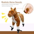 thumbnail image 3 of Qaba Kids Walking Pony Ride on Toy Rocking Horse Neigh Sound Plush w/ Wheel Child Gift 110lb Weight Capacity Brown, 3 of 9