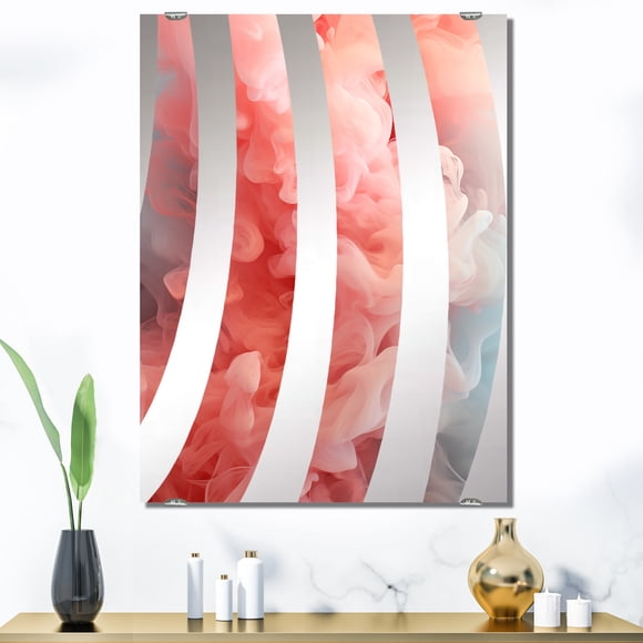 Designart "Radiant Pink Polar Smoke I" Abstract Oversized Wall Mirror - Modern Abstract Living Room Wall Mirror - Multiple Color Options