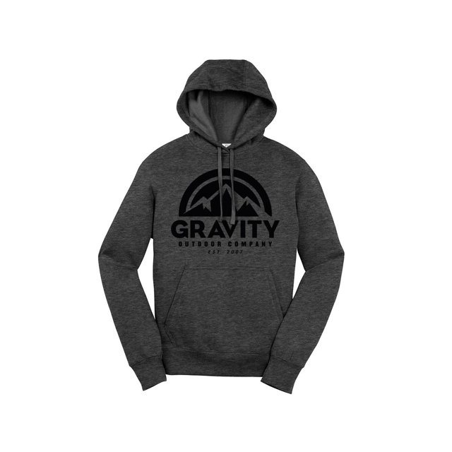 Mens Gravity Outdoor Co. Hooded Sweater - Graphite Heather - Black Logo - XL