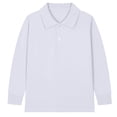 thumbnail image 1 of zbxnLI Girls Boys School Uniform Long Sleeve Golf Shirts Button Closure Collared Tops 2-15 Years, 1 of 3