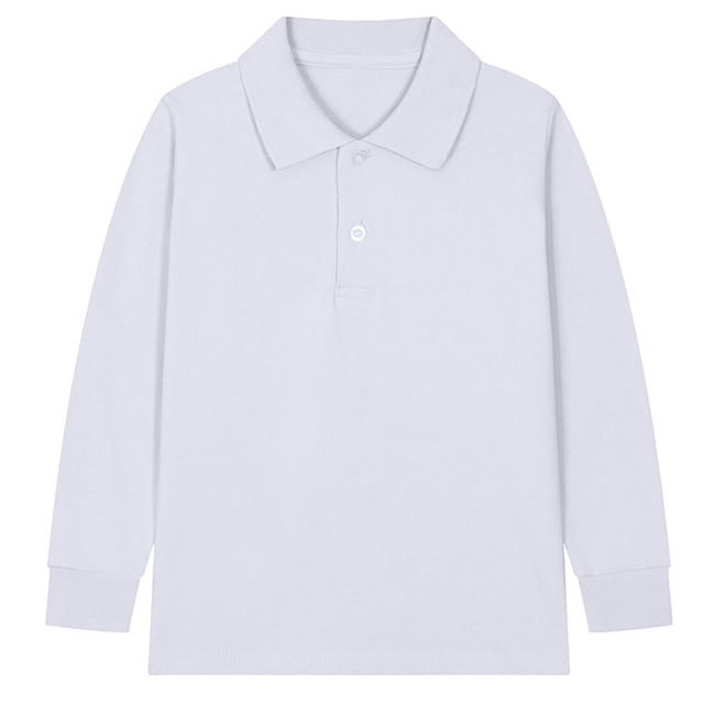 zbxnLI Girls Boys School Uniform Long Sleeve Golf Shirts Button Closure Collared Tops 2-15 Years