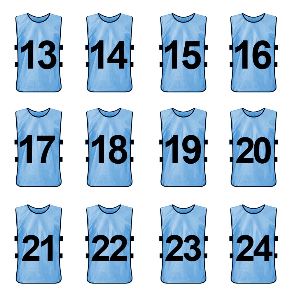 TOPTIE Ensembles de 12 Gilets d'Entraînement Numérotés (#13-24), Chasubles de Soccer