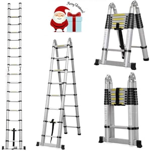 Échelle télescopique en aluminium 16.5Ft 16-Step Cadre A 330lbs Capacité Higher Duty Portable Extension télescopique pour intérieur extérieur Home Garage Business