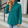 thumbnail image 4 of Yuyuzo Womens Fall Sweatshirts Drawstring V Neck Buttons Long Sleeve Textured Knit Pullover Tops, 4 of 7