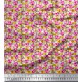 thumbnail image 1 of Soimoi Jaune Coton Jersey Feuilles & Jonquille Imprimé Floral 1 Yard 58 Inch Wide, 1 of 1