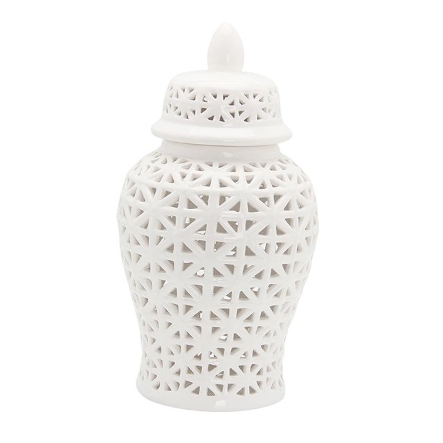 jifeng Traditional Ceramic Ginger Jar for Table Floral Arrangement Decoration White S