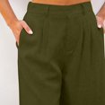 thumbnail image 4 of 10" Inseam Bermuda Long Biker Shorts for Women Plus Size Knee Length Linen Wide Leg Mid Rise Lightweight Comfy Long Shorts Elastic Waist Stretch 2025 Summer Flowy Shorts with Pockets Green L, 4 of 7