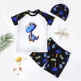 thumbnail image 2 of MIASHUI Boys Two Piece Rash Guard Swimsuits Kids Short Sleeve Bathing Suit with Sun Hat,White,6-7 Years, 2 of 3