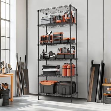 Étagère Grillagée à 6 Niveaux, Unité d'Étagères Grillagées pour Garage, Étagère de Rangement Ajustable pour Garage Cuisine Garde-Manger Bureau (23.6 Pouces L x 13.7 Pouces P x 70.8 Pouces H)