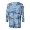 thumbnail image 5 of Hauts à Manches 3/4 pour Femmes Été T-shirt Imprimé de Mode pour Femmes Blouse à Manches 3/4 Col Rond Hauts Décontractés Blouses Grande Taille en Liquidation, 5 of 5