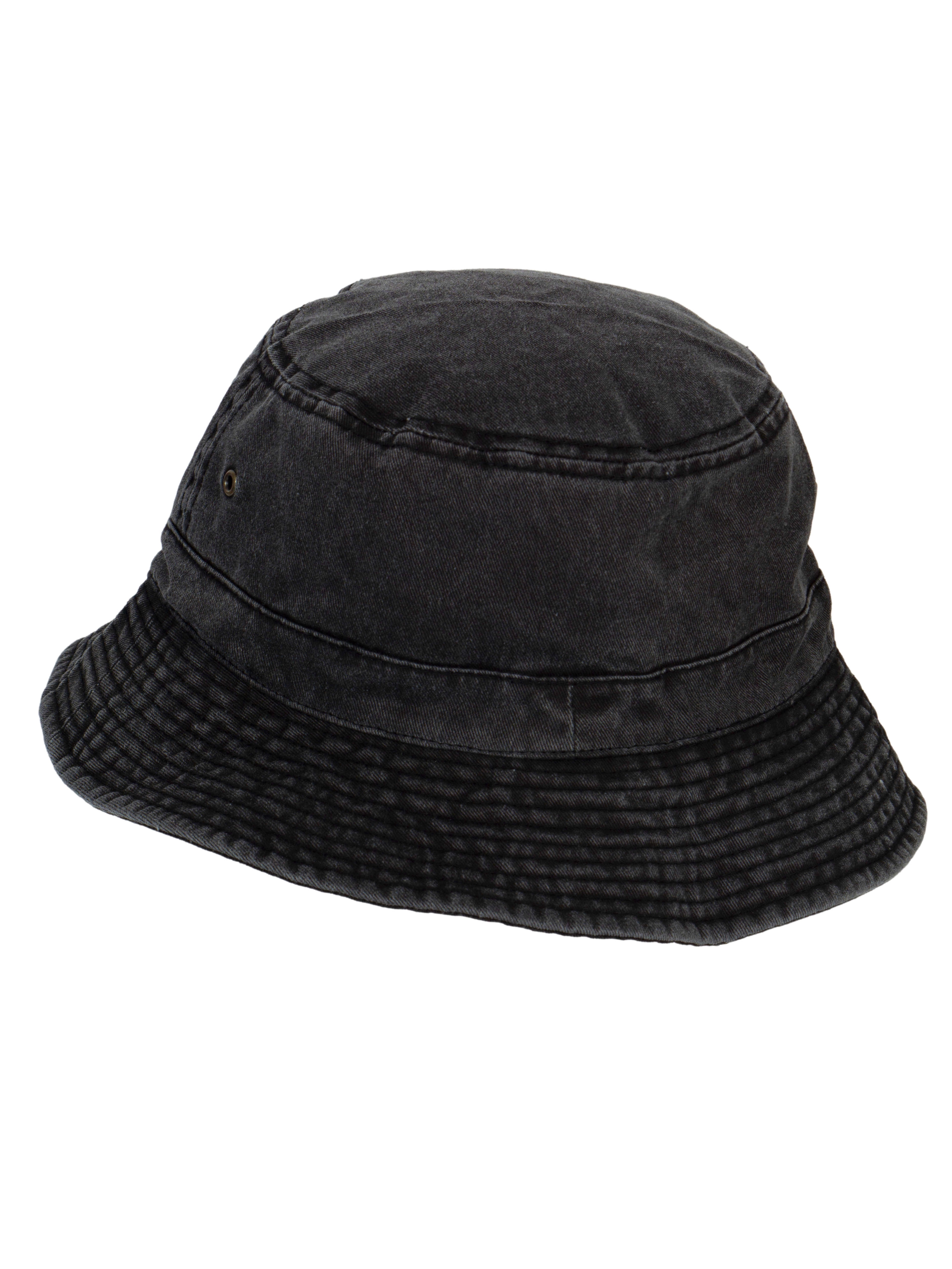 TopHeadwear Blank Cotton Bucket Hat - Washed Black - Small/Medium