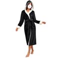 thumbnail image 1 of Penkiiy Womens Robe Long Kint Bathrobe Lightweight Soft Robes Ladies Bath Robe M Black, 1 of 3