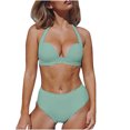 thumbnail image 3 of EQWLJWE Maillot de Bain Bikini Deux Pièces pour Femme, Acier Uni Fendu, 3 of 4