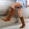 thumbnail image 4 of LSLJS Bottes Cavalières à Talon Épais Unies pour Grandes Femmes avec Laçage à l'Arrière, Bottes Hautes, Bottes Compensées Mi-Mollet pour Femmes, 4 of 6