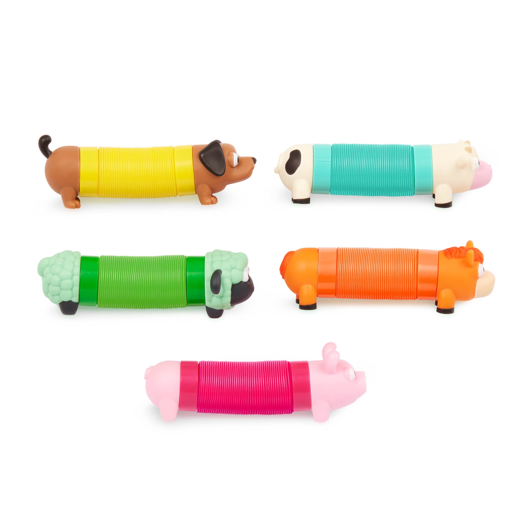 Battat Li'l Barn Buddies – Tubes d’animaux de ferme sensoriels (5 pièces), jouets pour tout-petits et enfants d’âge préscolaire.