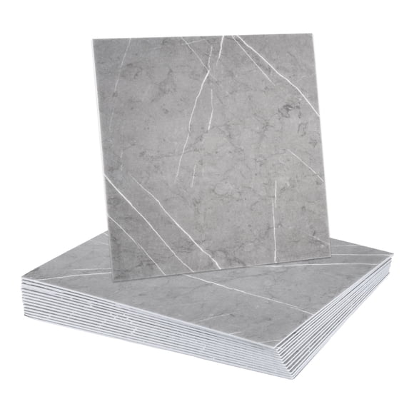 Uxcell 15Pcs Peel and Stick Marble Tiles, Waterproof Wall Panel Backsplash, 12"x12" Peel and Stick Shower Tiles for Bathroom, Thunder Grey Design