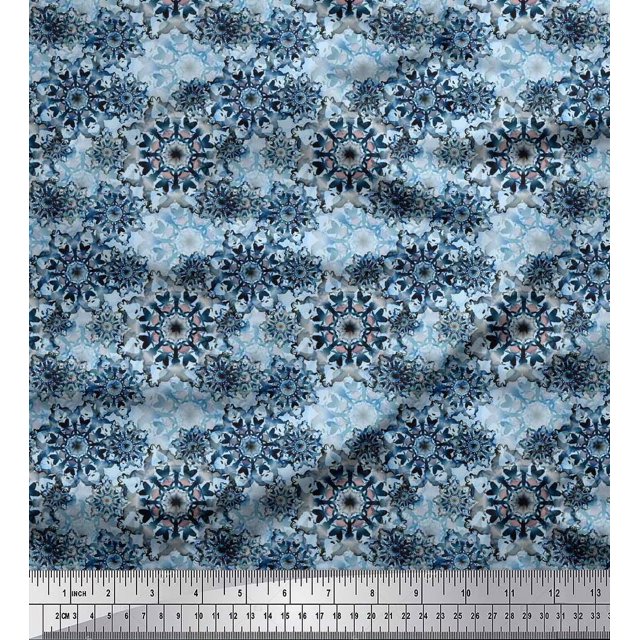 Soimoi Cotton Duck Fabric Floral Mandala Print Sewing Fabric Yard 56 Inch Wide