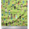 thumbnail image 1 of Soimoi Green Modal Satin Fabric Crowd Theme Human Figure Print Fabric by Yard 42 Inch Wide, 1 of 5
