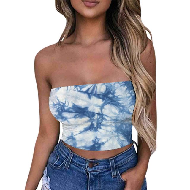 Tube Tops, Womens Printed Strapless Yoga Exercise Chest Wrap Pullover