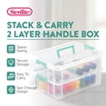 thumbnail image 3 of Sterilite Convenient Home 2-Tier Layer Stack Carry Storage Box, Clear (16 Pack), 3 of 12