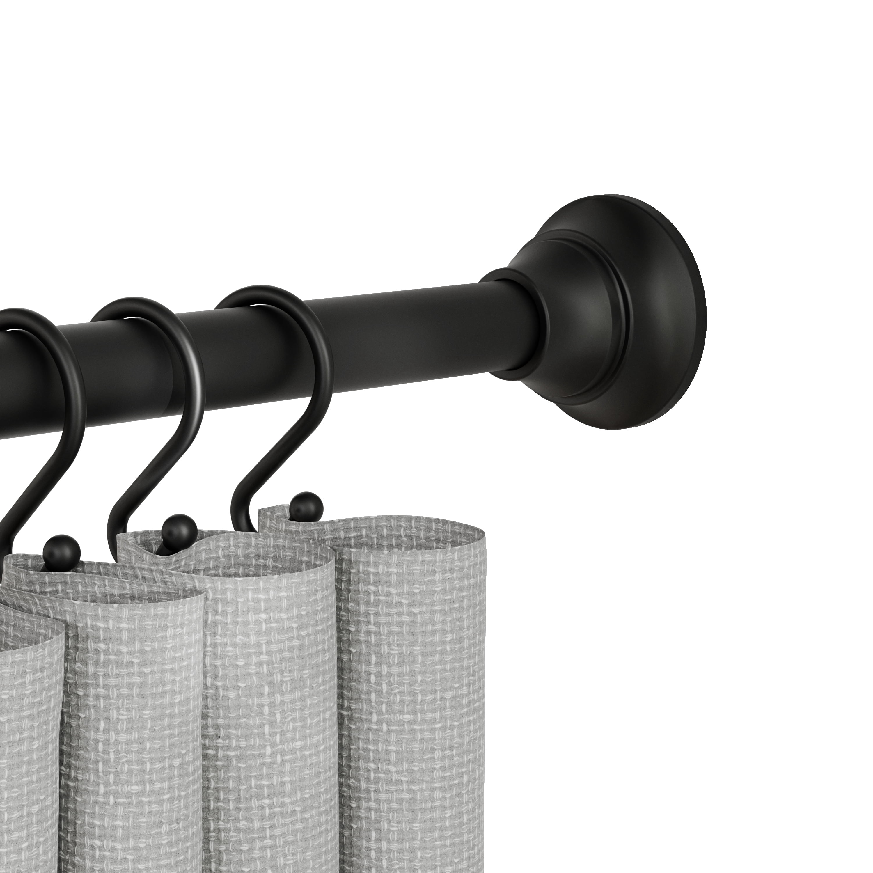 Tringle à rideau de douche à tension réglable moderne Better Homes & Gardens, antirouille, avec embouts décoratifs ondulés, 135 à 218 cm, noir mat