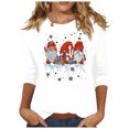 thumbnail image 2 of Meichang Hauts de Noël pour Femmes Manches 3/4 Col Rond Gnomes Graphiques T-Shirts Blouse Décontractée de Vacances en Solde Cadeaux de Noël, 2 of 4