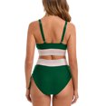 thumbnail image 4 of YUTK Plus Size High-Waisted Bikini Sets - Women's Bikini High Waisted Split Color Suit with Drawstring Gathered Abdominal Swimsuit Army Green M, 4 of 9