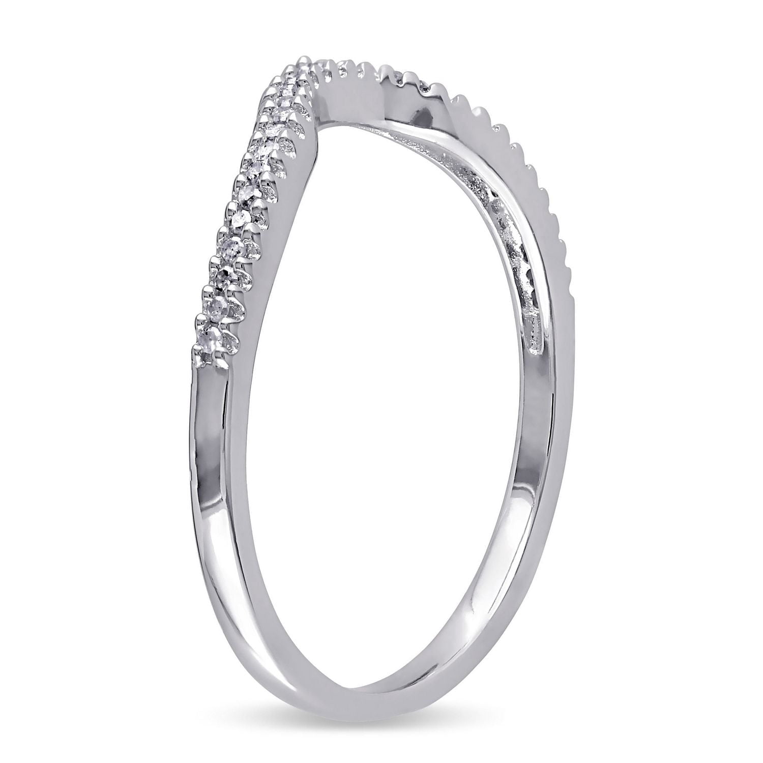 Bague de mariage courbée Miabella avec diamants 1/10 CT poids total en argent sterling