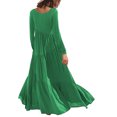 thumbnail image 4 of Long Sleeve Dress Women Womens Solid Color Loose Long Sleeve Long Dress Round Neck Asymmetric Layered Beach Long Dress Womens Long Sleeve Dress Cold Shoulder Dress for Women, 4 of 6