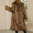 thumbnail image 4 of LSLJS Womens Ladies Warm Faux Furry Long Coat Jacket Winter Solid V-neck Outerwear, 4 of 9