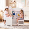 thumbnail image 2 of Gymax Kids Doctor Play Set w/Faucet Sink ECG Monitor Body Parts Diagram Clock Pink & White, 2 of 10