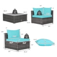 thumbnail image 2 of Patiojoy 7 Pcs Outdoor Patio Furniture Set All-Weather PE Rattan Sofa Set w/Coffee Table & Cushions Turquoise, 2 of 9