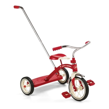 Radio Flyer 34TX Tricycle à Cadre en Acier Classique avec Poignée Poussoir 3 Positions, Rouge