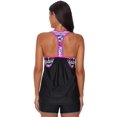 thumbnail image 4 of POGLIP Haut de Tankini Rehausseur à Dos en T à Bretelles Imprimé Rayé Blouson Rose pour Femme, 4 of 6