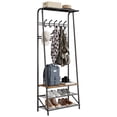 thumbnail image 1 of COZONY Coat Rack with Shoe Bench, 4-in-1 Hall Tree W/ 10 Hooks, Entryway Bench with Coat Rack, Sturdy Steel Frame, Versatile Furniture for Bedroom, Living Room, Apartment, 25.2"W,Brown, 1 of 7