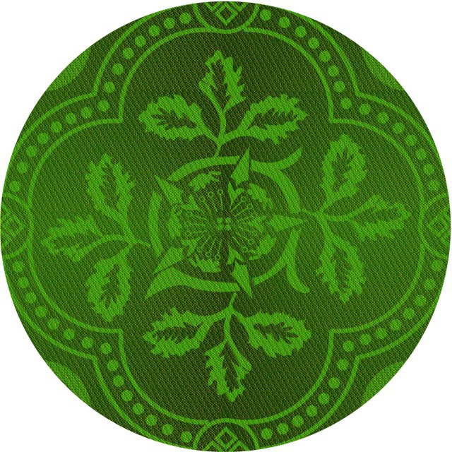 Ahgly Company Machine Washable Indoor Round Transitional Deep Emerald Green Area Rugs, 6' Round