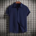 thumbnail image 2 of Birdeem Men Casual Solid Turndown Short Sleeve Button Closure Shirt Hawaii Blouse, 2 of 9