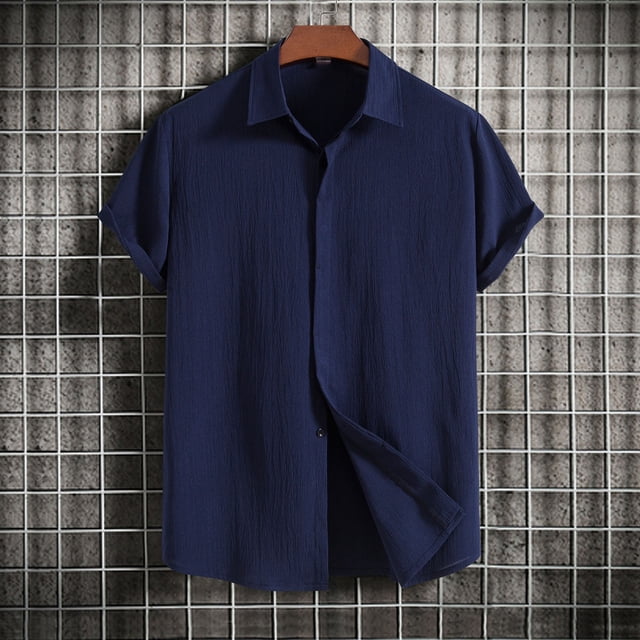 zanvin Hauts d'Été, Chemise Décontractée pour Homme Unie à Col Rabattu à Manches Courtes avec Fermeture à Boutons, Blouse Hawaïenne