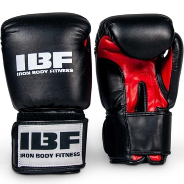 Iron Body Fitness Training Series Boxing Gloves, 12 oz Vinyl Training Gloves, Red/Black