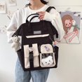 thumbnail image 3 of Women Fashion Contrast Color Backpack Travel School Large Cute Knapsack (Black), 3 of 7