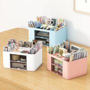 Iumwxz Drawer Organizer Desk Organizer with 2 Drawer Multi Functional Pencil for Desk Desk Organizers and Accessories with 5 Compartments Drawer for Office with Study Supplies Dresser Pink