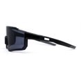 thumbnail image 4 of Mens Oversize Trendy Futuristic Wrap Half Rim Sport Plastic Sunglasses All Black, 4 of 4