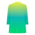 thumbnail image 4 of Penkiiy Chemises à Demi-Glissière pour Femmes Chemise à Col en V Imprimée Dégradée Manches 3/4 Roulables Tuniques Hauts Décontractés Tendance S Multicolore, 4 of 5