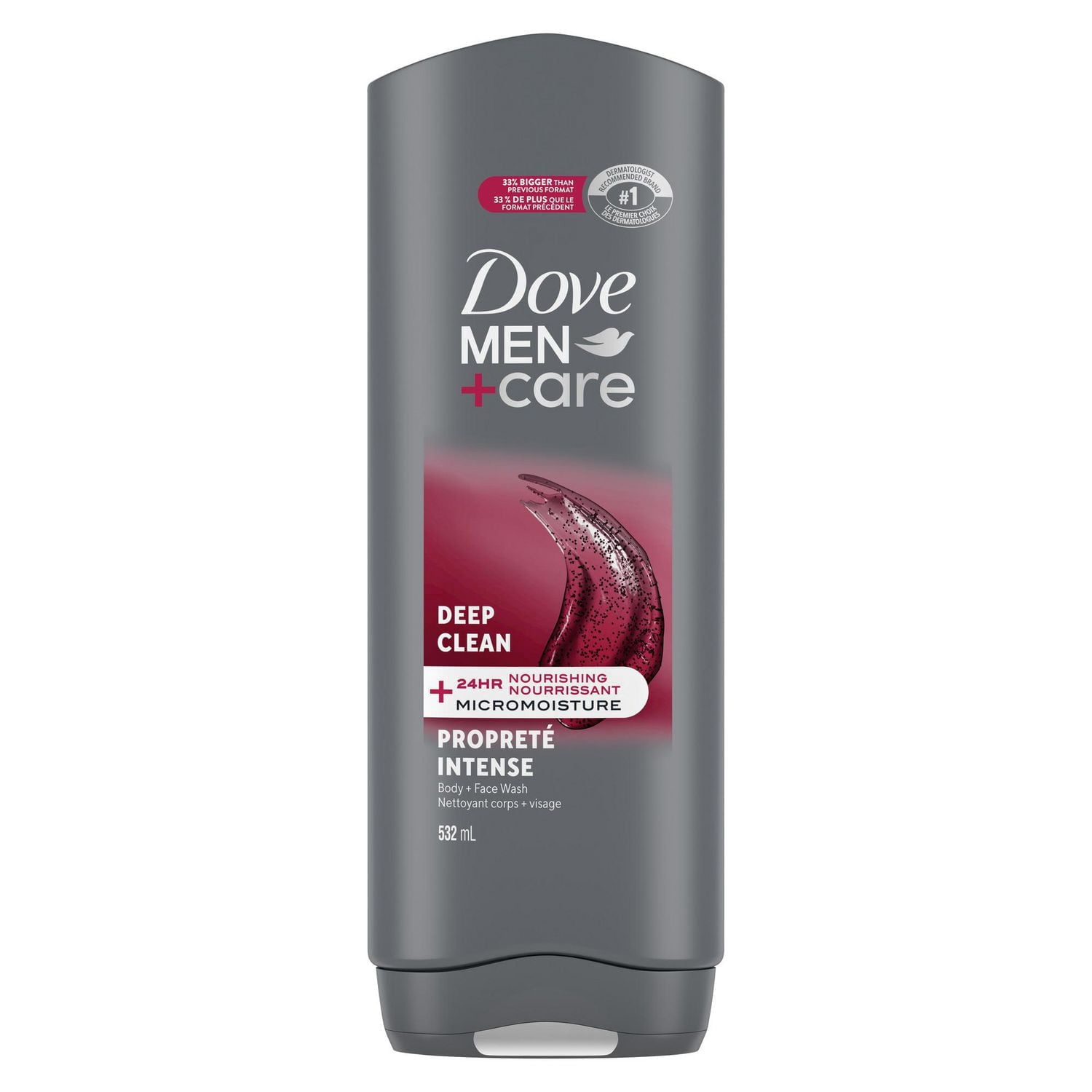 Dove Men+Care Exfoliant Nettoyant Profond Gel douche pour le corps et le visage pour Hommes, avec Technologie Nourrissante Micromoisture de 24 Heures, 532mL