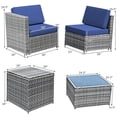 thumbnail image 2 of Costway 8 PCS Wicker Sofa Rattan Furniture Set  Patio Furniture w/ Storage Table Navy, 2 of 10