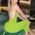thumbnail image 2 of Birdeem Robe Longue d'Été pour Femmes Couleur Unie Mode Aguichant Dos Ouvert à Lacets Soutien-Gorge Robe à Col Suspendu, 2 of 10